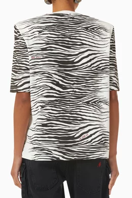 Tシャツ・カットソー THE ATTICO ZEBRA PRINT LIGHT JERSEY T-SHIRT The Attico zebra-print short-sleeved T-shirt | White