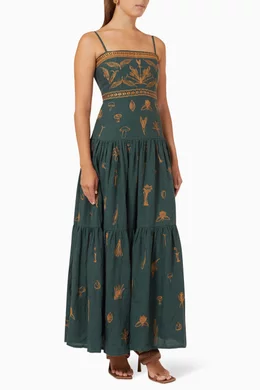 Buy Agua by Agua Bendita Green Lima Maxi Dress in Linen For Women Online |  Ounass Saudi