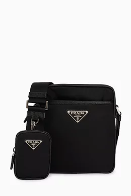 Buy Prada Black Logo Zip Shoulder Bag in Re Nylon Saffiano Leather For Men Online Ounass Saudi