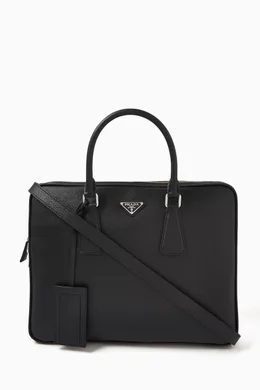 Prada saffiano leather briefcase on sale
