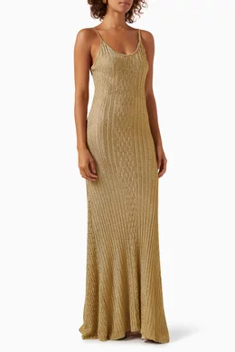 Buy Victoria Beckham Gold Cami Maxi Dress in Lurex-knit For Women Online |  Ounass Saudi