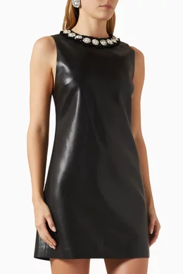 Buy Alice + Olivia Black Coley Embellished Mini Dress in Vegan Leather For  Women Online | Ounass Saudi