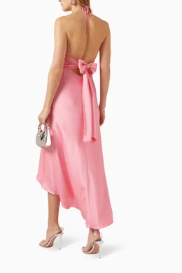 Buy Alice + Olivia Pink Rayni High-low Midi Dress in Satin For Women Online  | Ounass Saudi