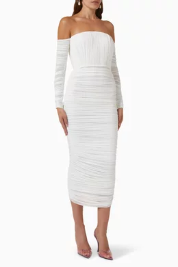 knee length dresses for ladies Alex Perry Leigh Corseted Satin Midi Dress main image 1
