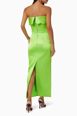 Buy Rasario Green Corset Midi Dress in Satin For Women Online | Ounass Saudi