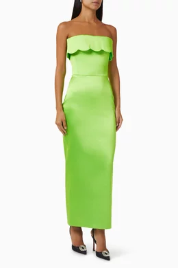 Buy Rasario Green Corset Midi Dress in Satin For Women Online | Ounass Saudi