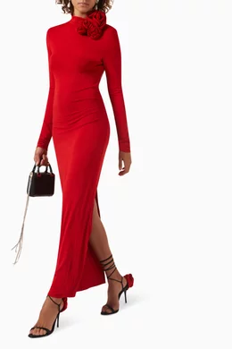 Buy Magda Butrym Red Cut-out Back Maxi Dress in Jersey For Women