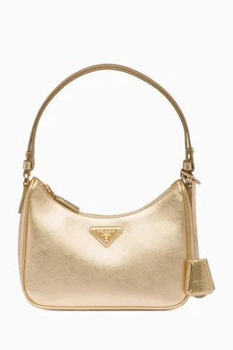Buy Prada Gold Mini Shoulder Bag in Saffiano Leather For Women