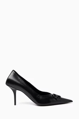 Buy Balenciaga Black Square Knife BB 80 Pumps in Leather For