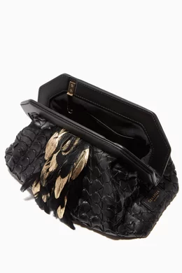 Buy Serapian Black Secret Clutch Bag in Mosaico For Women Online