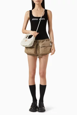 スカート Miu Miu Military Zip Slit Skrit Buy Miu Miu Brown Logo Zip-up Mini Skirt in Recycled