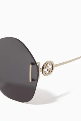 Buy Gucci Gold Geometric Sunglasses in Metal For Women Online Ounass Saudi