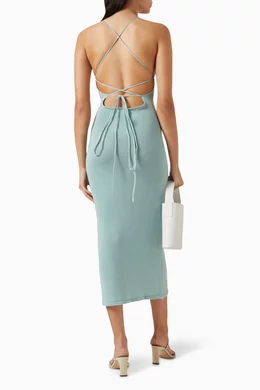Buy ALOHAS Blue Delicate Strap Bodycon Midi Dress in Cotton-blend For Women  Online | Ounass Saudi