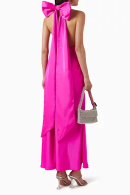 Buy Misha Pink Evianna Halterneck Gown in Satin For Women Online | Ounass  Saudi