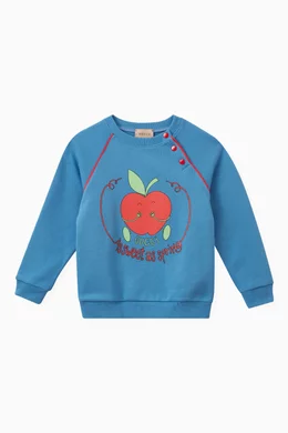 Buy Gucci Blue Apple Print Sweatshirt in Cotton For UNISEX Online Ounass Saudi