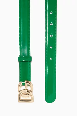 Dolce & Gabbana Green Patent Leather Belt with Gold DG Buckle Buy Dolce & Gabbana Green DG Belt in Patent-leather, 25mm  main image 3