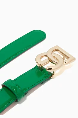 Dolce & Gabbana Green Patent Leather Belt with Gold DG Buckle Buy Dolce & Gabbana Green DG Belt in Patent-leather, 25mm  main image 2
