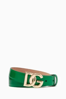 Buy Dolce & Gabbana Green DG Belt in Patent-leather, 25mm 