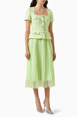 self portrait green boucle dress Yellow Boucle Midi Dress – self-portrait-US