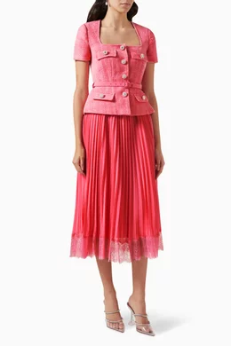 Buy Self-Portrait Pink Midi Dress in Boucl & Chiffon For Women Online |  Ounass Saudi