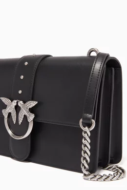 Buy PINKO Black Classic Love Icon Bag in Leather For Women Online - Main Image