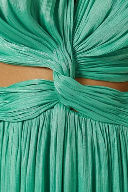 Buy Costarellos Green Remi Iridescent Pleated Gown in Lurex Georgette For  Women Online | Ounass Saudi