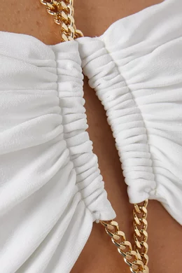 Buy Elisabetta Franchi White Red Carpet Chain Dress in Jersey For Women  Online | Ounass Saudi