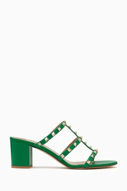 Buy Valentino Garavani Green Valentino Garavani Rockstud 60 Slide Sandals in Leather For Women Online Ounass Saudi