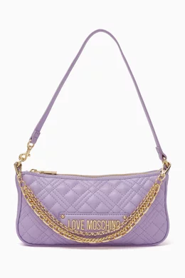 【関税&送料込】Love Moschino Bags Purple Buy Love Moschino Purple Small Quilted Multi Chain Shoulder