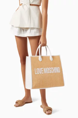 トートバッグ LOVE MOSCHINO Woman Tote bags White JC4257PP0MKD0 100 White '100% PURE MOSCHINO' Tote by Moschino on Sale