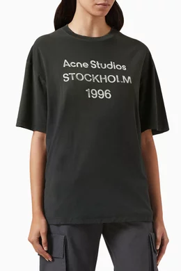 Buy Acne Studios Black 1996 Logo Stamp T-shirt in Cotton-blend For