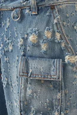 Buy Acne Studios Blue Distressed Cargo Pants in Denim For Women