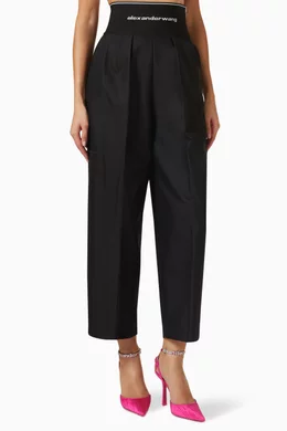Buy Alexander Wang Black High-waisted Logo-band Pants in Cotton