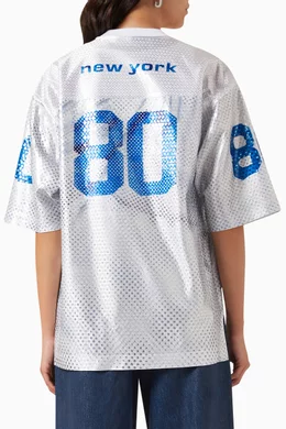 Buy Alexander Wang White 88 Football Jersey in Sequin-faille For