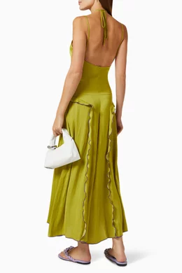 Buy SIEDRES Green Viola Ruffled Maxi Dress For Women Online | Ounass Saudi