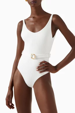 【MELISSA ODABASH】st tropez ベルト付き ribbed swimsuit St Tropez Lavender Ribbed Swimsuit | Official Site