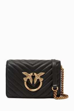 Buy PINKO Black Mini Love Click Bag in Chevron Leather For Women Online Ounass Saudi