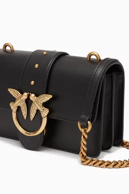 Buy PINKO Black Mini Love One Bag in Leather For Women