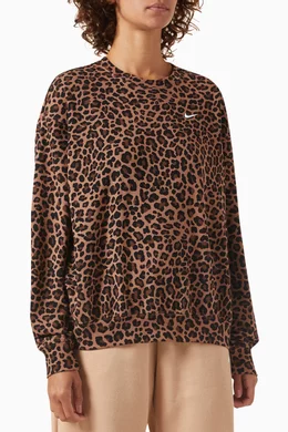 Buy Nike Brown Nike Dri FIT Get Fit Leopard Sweatshirt in Jersey For Women Online Ounass Saudi