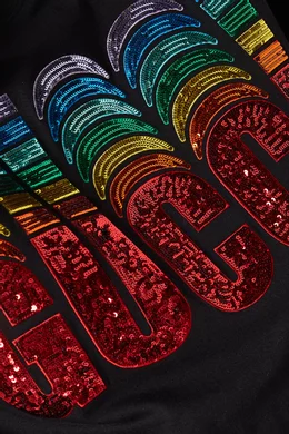 Buy Gucci Black Sequin-embellished Logo Crop T-shirt in