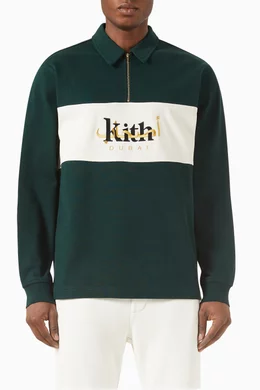 Buy Kith Green Dubai Carnegie Long Sleeve Rugby Polo in Cotton For 