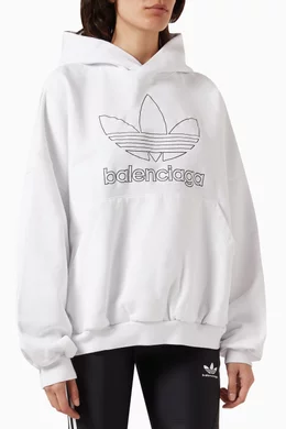 Buy Balenciaga White x adidas Large Fit Hoodie in Fleece For