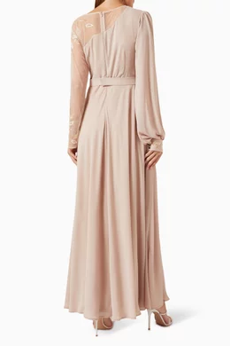 Buy Eleganza La Mode Neutral Embellished-side Maxi Dress in Crepe For Women  Online | Ounass Saudi