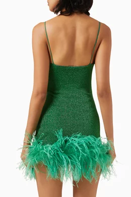 Buy Oseree Green Lumire Plumage Feather-trimmed Mini Dress in Lurex-blend  For Women Online | Ounass Saudi
