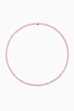 Buy Swarovski Pink Matrix Tennis Necklace in Rhodium-plated