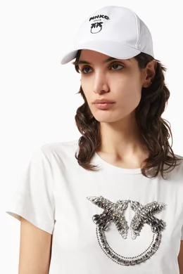 Buy PINKO White Busseto Baseball Cap in Cotton Gabardine For  display picture 2