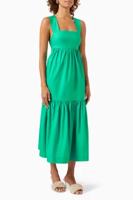 green shona joy dress SHONA JOY - Elle Silk Off The Shoulder Tie Mini Dress main image 1