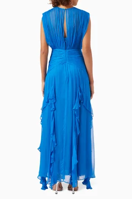 chinese dress ladies Leilani Gown In Pleated Lurex – Halston main image 1