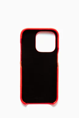 Buy Balenciaga Orange Cash iPone 14 Pro Case in Grained Calfskin