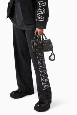 Buy Balenciaga Black Mini Le Cagole Duffle Bag in Arena Lambskin 